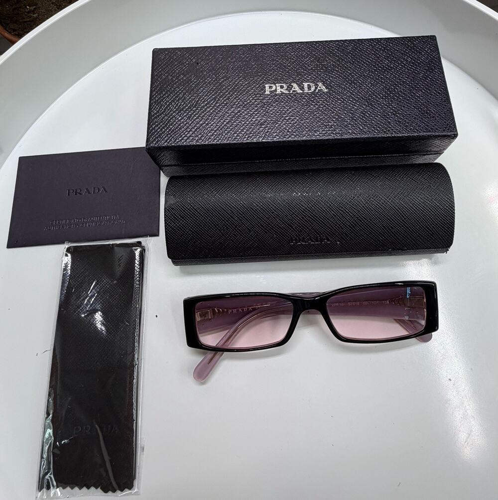 Prada VPR 14I Vintage Crystal Studded Black Lavender Glasses Frames Case 52 15